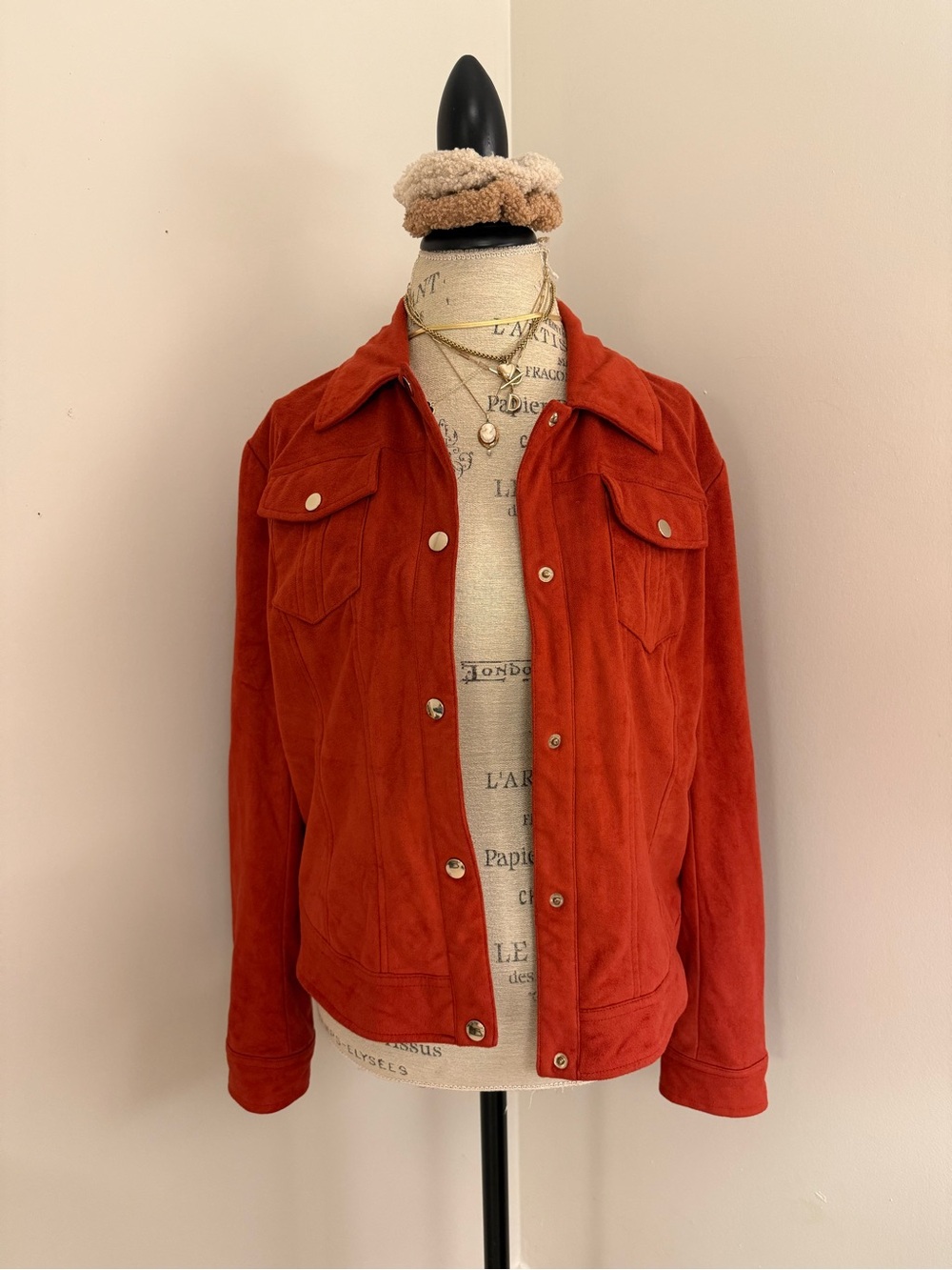 New York & Company Burnt Orange Suede Bomber Jacket